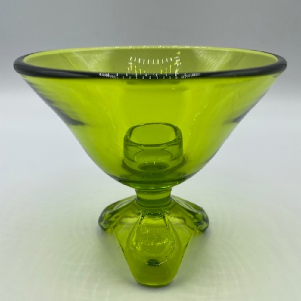 Viking Glass #7003 Epic Arching Thumbprint Candleholder Avocado 4"